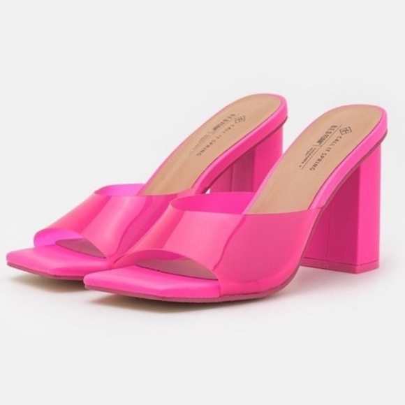 Call it Spring hot pink heeled mules size 8.5 - Picture 5 of 7